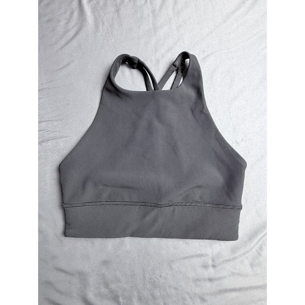 Lululemon High Neck Black Sports Bra Size 6 No Padding Athletic Gym Workout Yoga